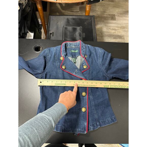 Vintage Ralph Lauren Double Breasted Denim Jacket Petite Equestrian Preppy - Picture 6 of 10
